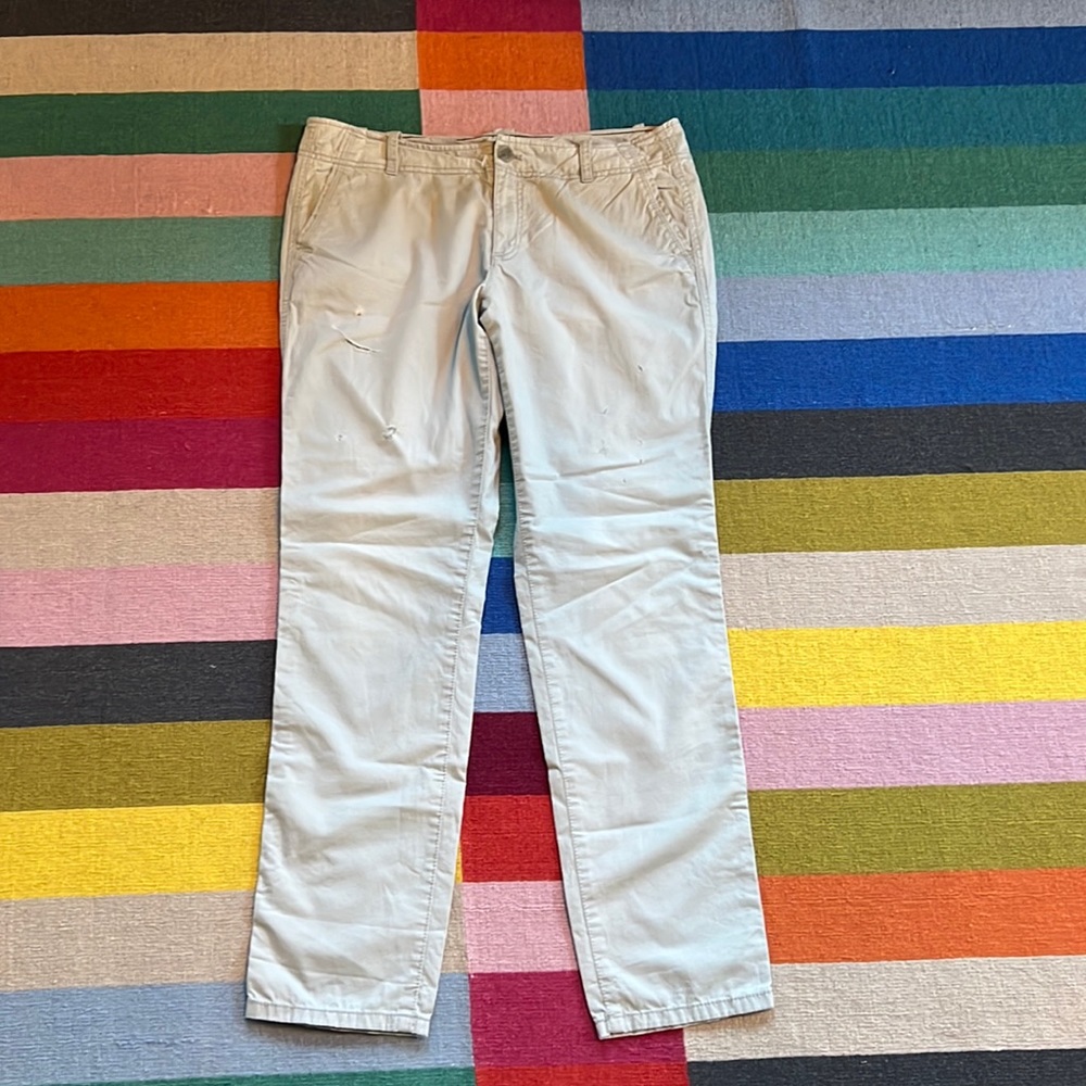 LOFT distressed cotton boyfriend pant